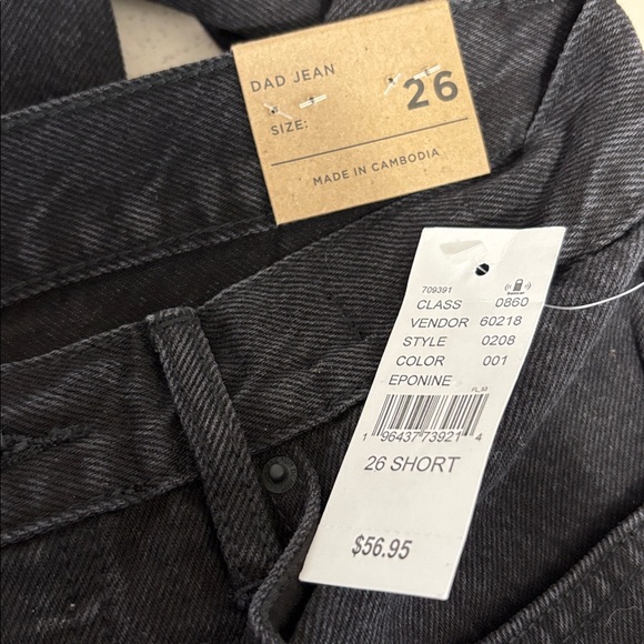 PacSun Dad Jeans 26 Short Black High Rise Straight Leg NWT Raw Hem - Picture 8 of 13